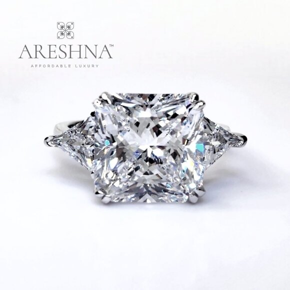 10ct Lab Created Diamond Princess Cut Engagement Ring Wedding Ring - Picture 7 of 16